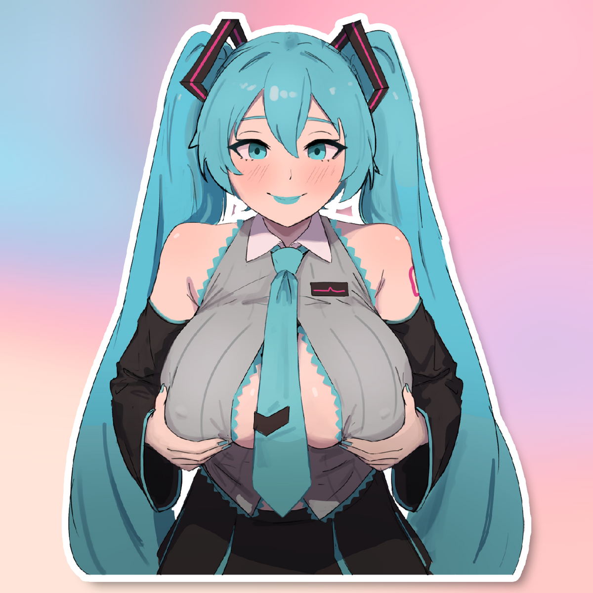 BLUE-HAIRED BIG BOOBS STICKER! (ZUWUDRAWS)