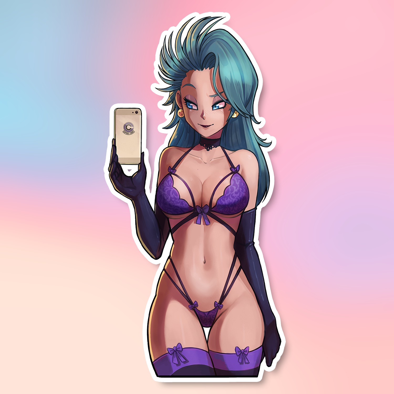 BLUE HAIR, PURPLE LINGERIE STICKER! (DIRTYERO)