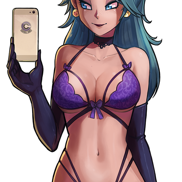 BLUE HAIR, PURPLE LINGERIE STICKER! (DIRTYERO)