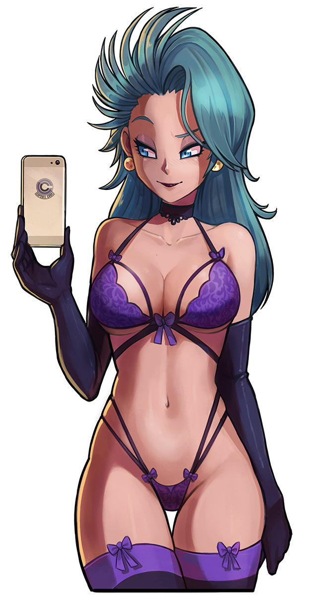 BLUE HAIR, PURPLE LINGERIE STICKER! (DIRTYERO)