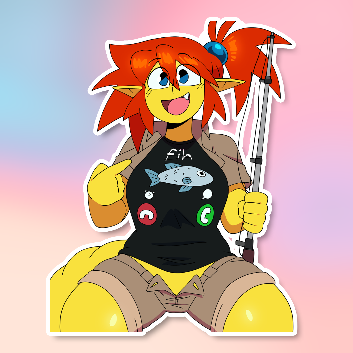 SUNNY FISHING STICKER! (VARIANTS) (QUINTZEEE)