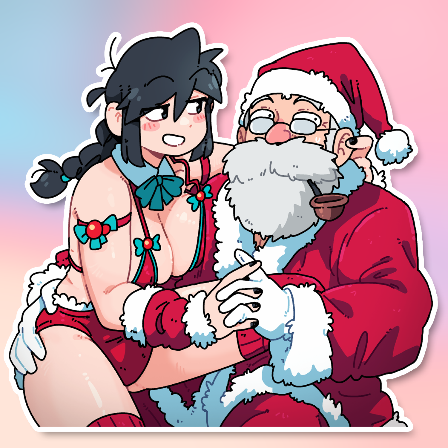 LUCIA AND SANTA STICKER! (VARIANTS) (BRYCE AND SCOTT)