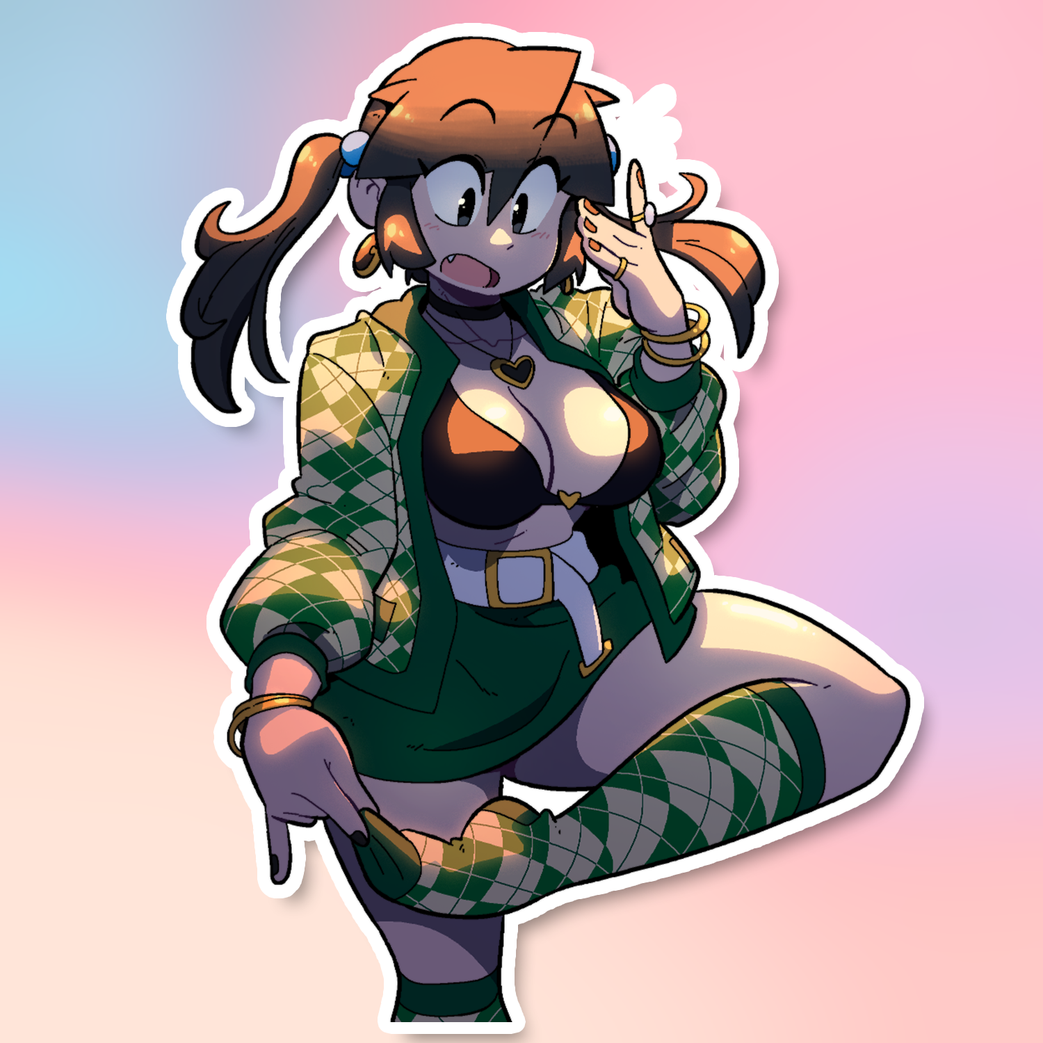 LUCIA GREEN CHECKERED SHIRT STICKER! (VARIANTS) (BRYCE AND SCOTT)