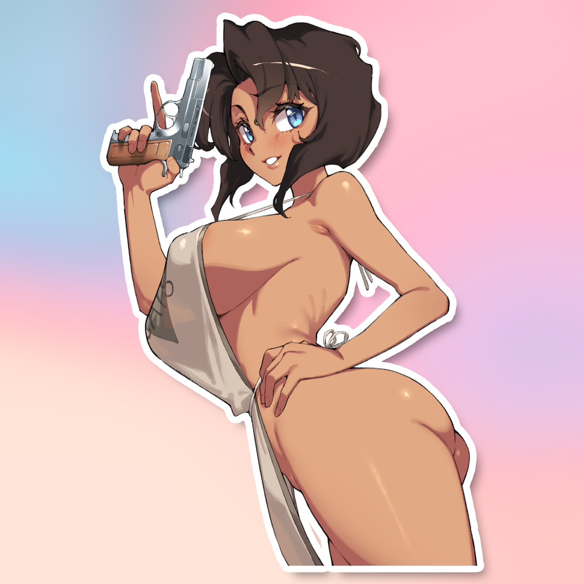 GUN-TOTING GAL STICKER! (FUYAHANA)